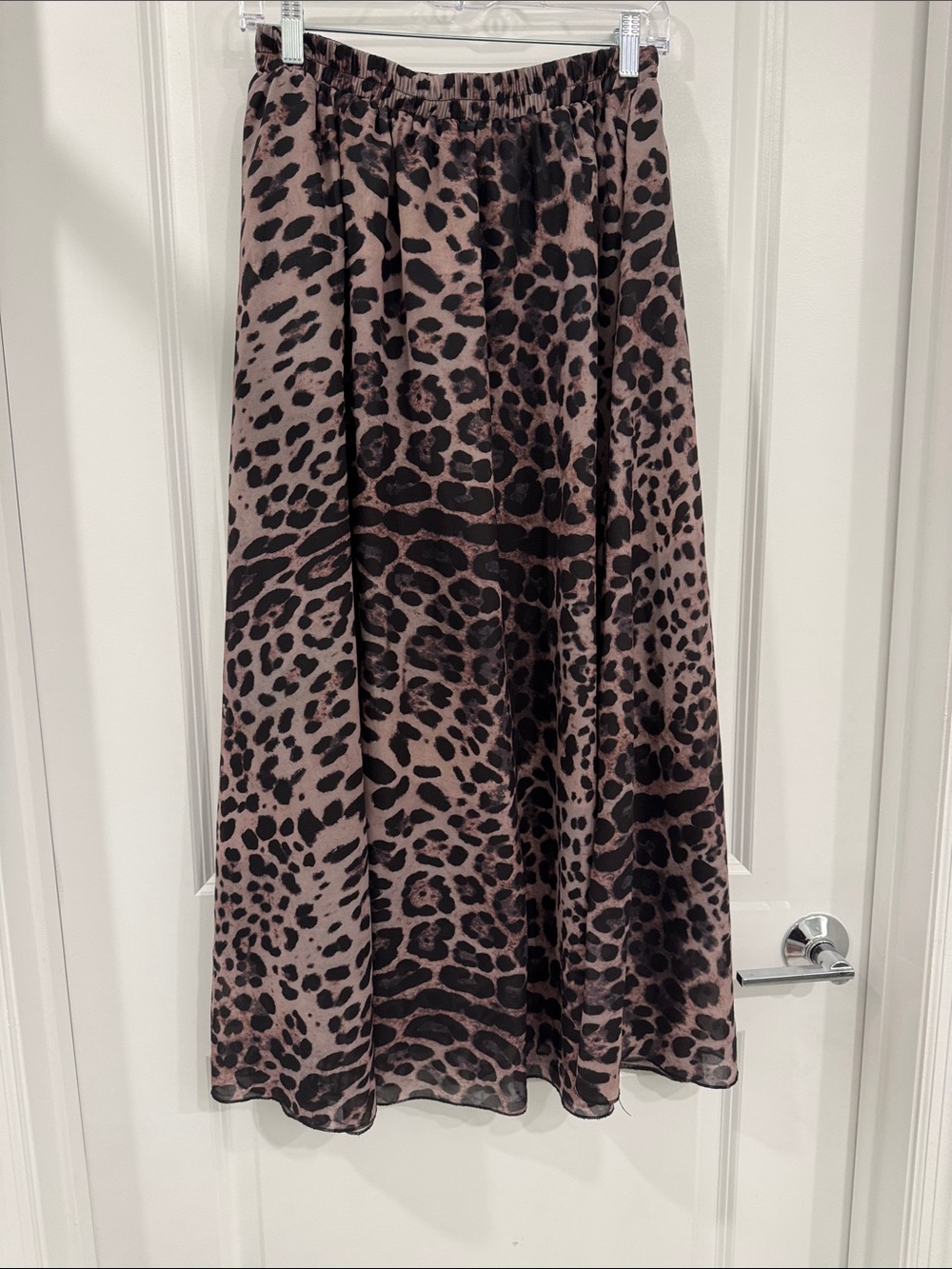 Leopard Print Midi Skirt in Taupe and Black